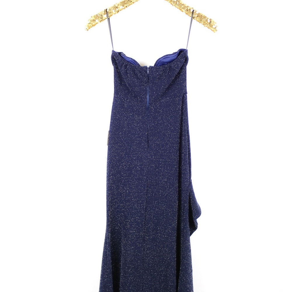 Blue Glitter Bandeau Asymmetrical Ruffle Dress - Picture 8 of 8